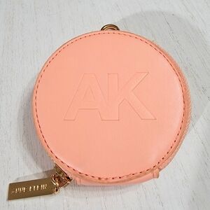 Anne Klein Peach Monogram Round Change Coin Purse Pouch